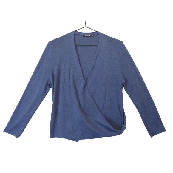 NIC+ZOE Sweaters - NIC+ZOE Wrap Cardigan Womens PL Blue Excellent Cotton Lyocell Draped V-Neck